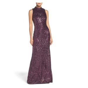 Vince Camuto Sequin Mock Neck Gown